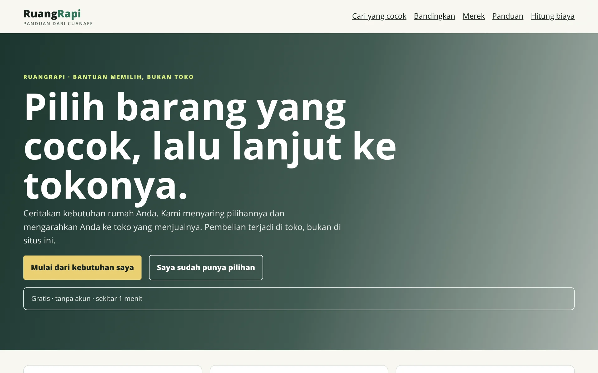 Screenshot beranda situs RuangRapi di vacuum.delanja.com